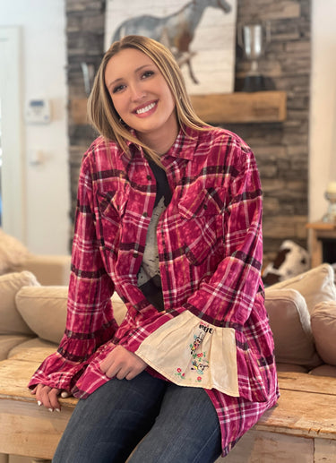 Flared Sleeve Flannel- MAGNOLIA